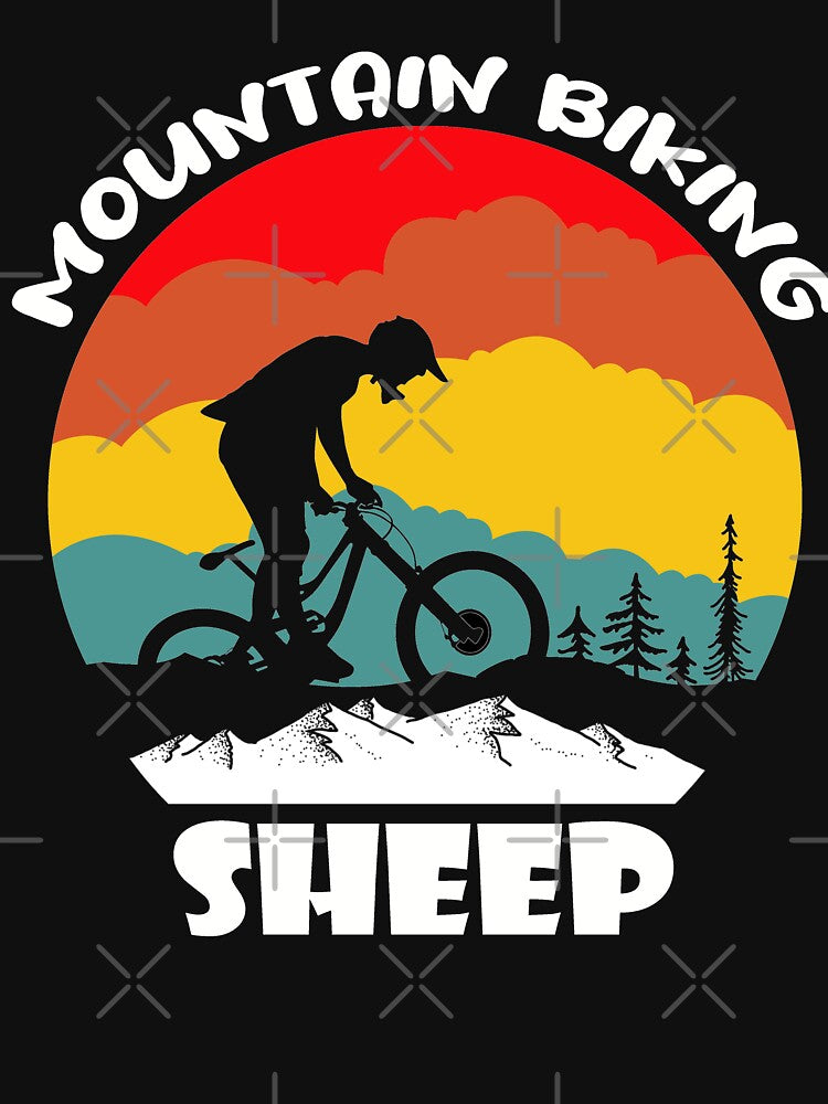 Mountain Biking Sheep Funny Quote Mountain Bikers Retro Vintage by peachyline
