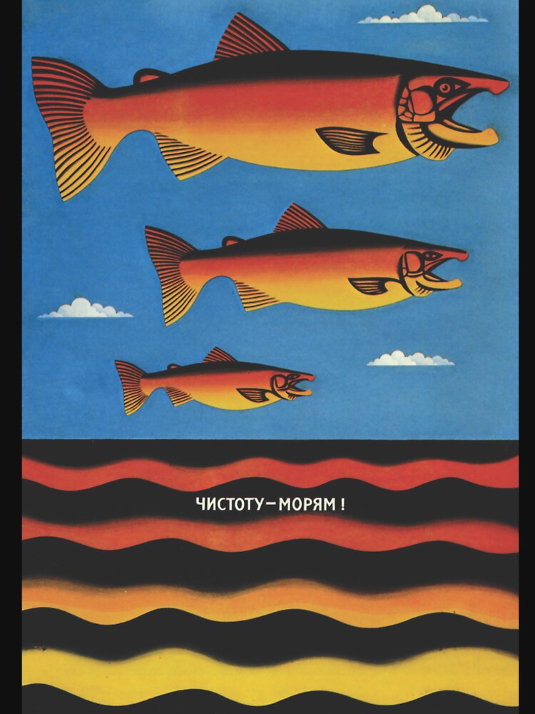 Environmental USSR Soviet Union propaganda poster - Fish, rivers, sea by FRFISouthLondon