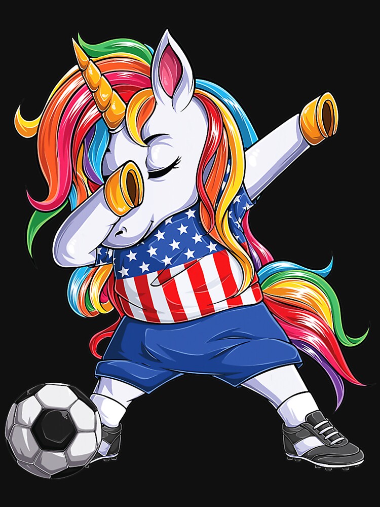 Dab Unicorn United States Football Soccer Jersey US Flag Kid by nonstopnightlif