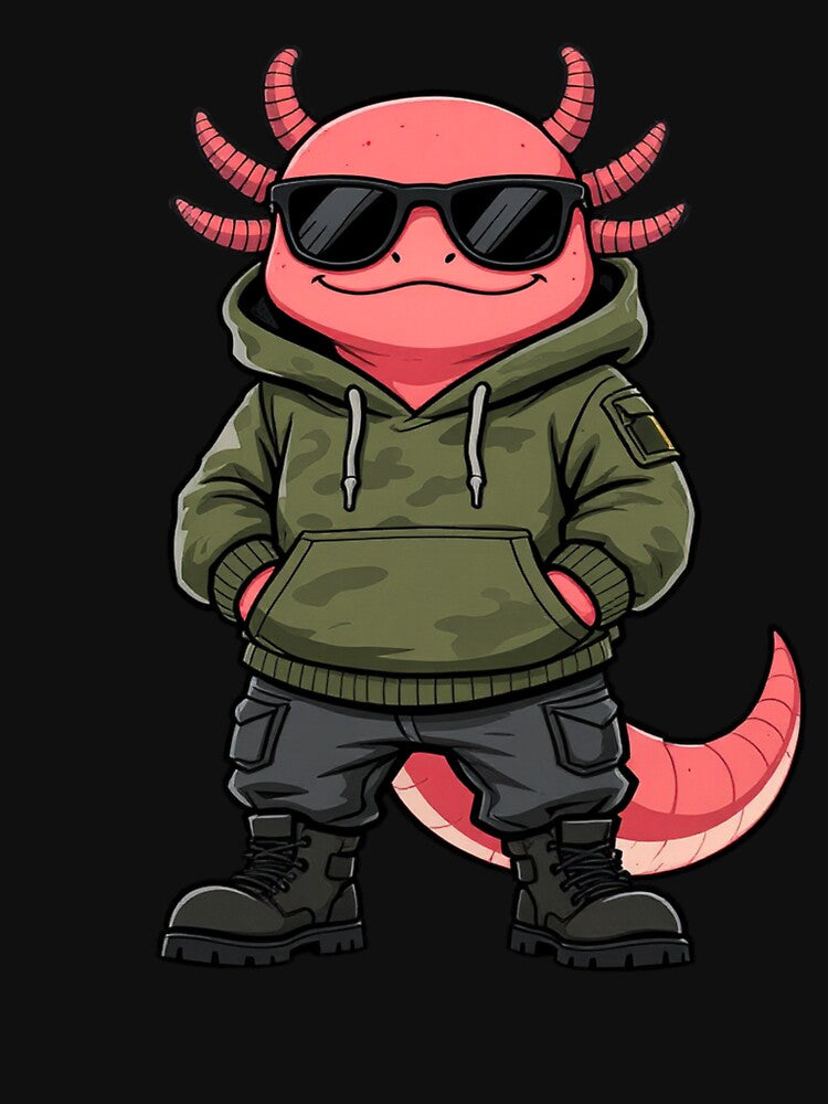 Army Hoodie Axolotl – Modern Cool Military Streetwear Illustration by ColorSplash123