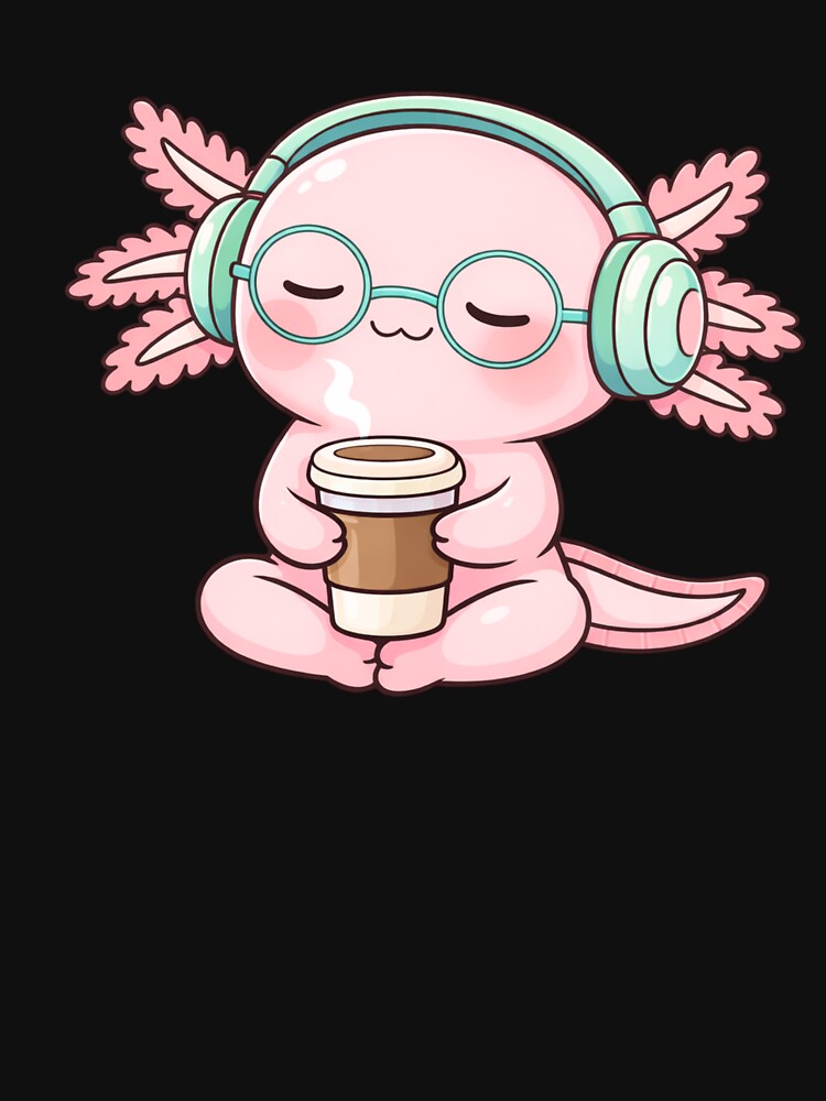 Coffee Lover Axolotl – Cute Kawaii Axolotl with Coffee Chibi Vector Art by ColorSplash123