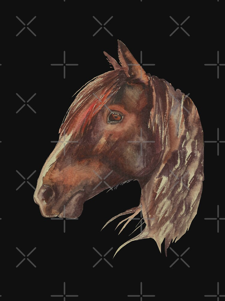 Horse. Horse Head. I love horse. Wild horse. Brown horse. Watercolor horse. by ZheltakovaIana