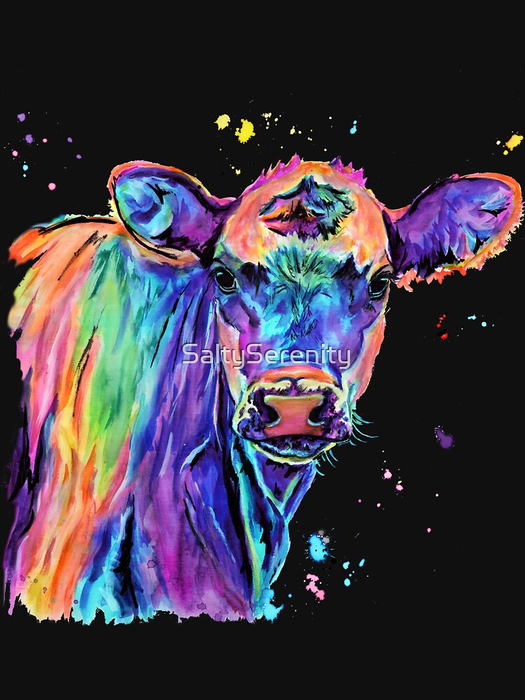 Colourful Watercolour Cow by SaltySerenity