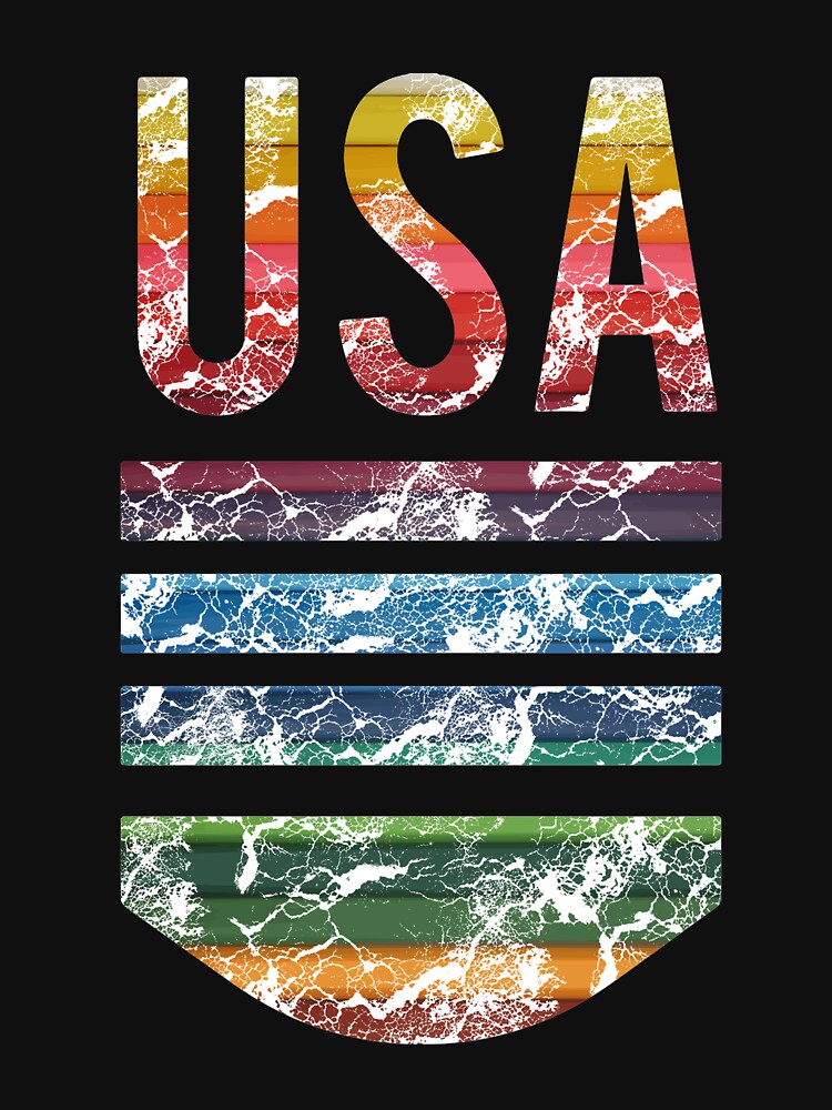 USA Emblem T-Shirt | Rainbow Color Design Tee by AllStarMerch