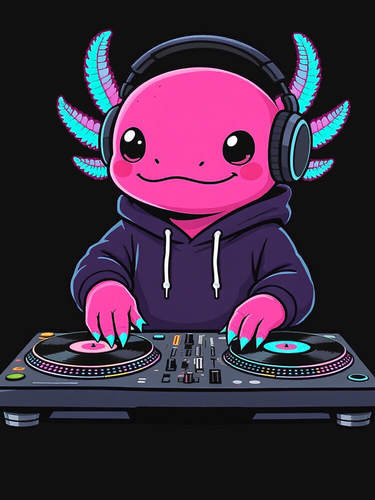 DJ Axolotl – Cool Music Mixing Aesthetic Illustration by ColorSplash123
