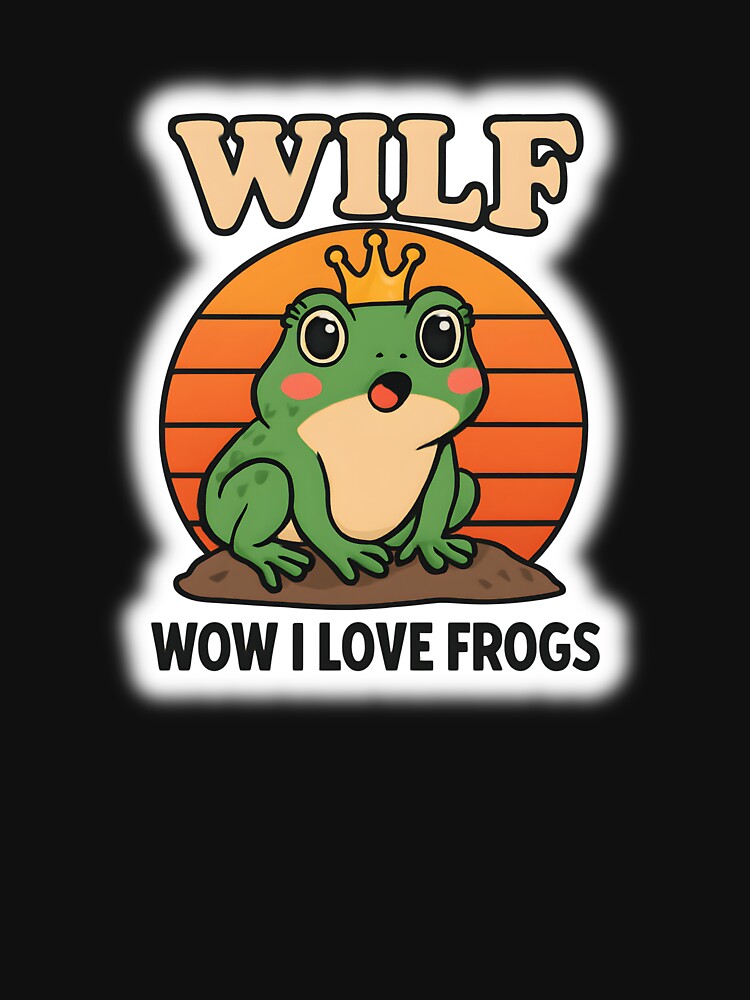 WILF Frog Vintage Design – Wow I Love Frogs Funny Meme, Retro Frog Lover Gift, Cute Animal Cartoon by Basma Designs
