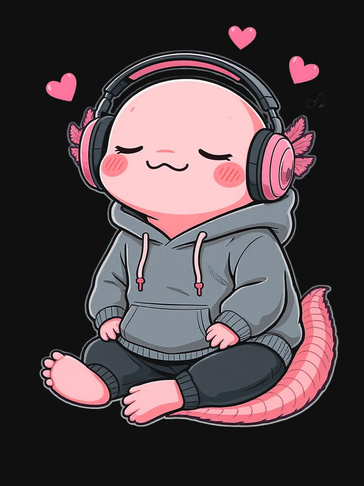 Love Music Axolotl – Lo-Fi Romance Chill Illustration by ColorSplash123