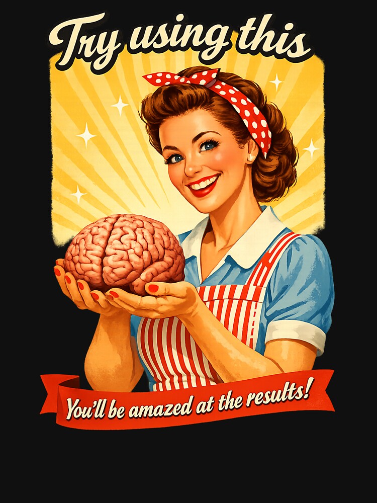 Try Using Your Brain! Funny & Cool T Shirt by VintageImageInc