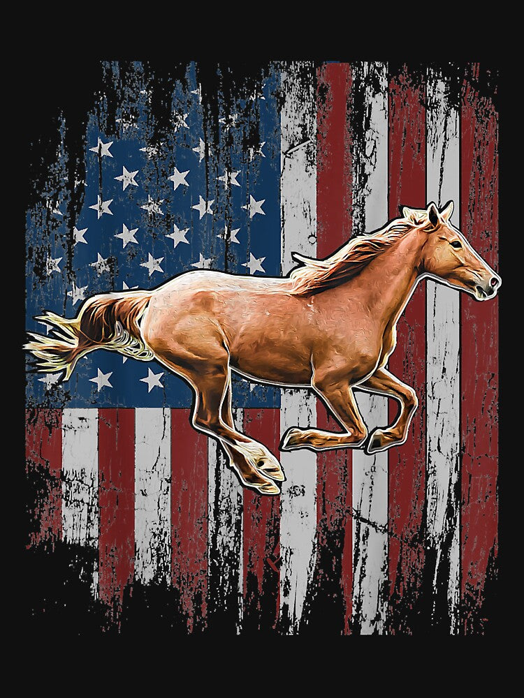Patriotic Horse American Flag Horseback Riding Farm Gift by doria7fjly