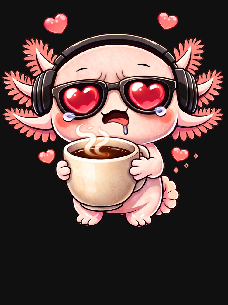 Coffee Zombie Axolotl – Cute Kawaii Sleepy Axolotl Coffee Lover Chibi Anime Design by ColorSplash123