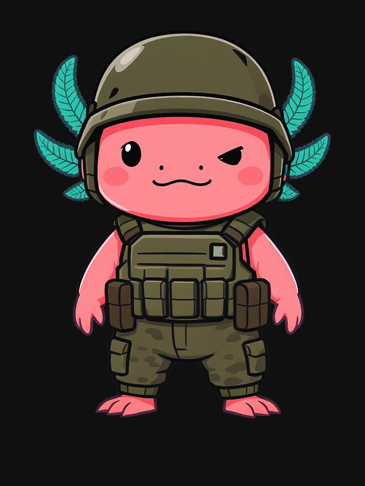 Cool Soldier Axolotl – Calm Brave Military Style Illustration by ColorSplash123
