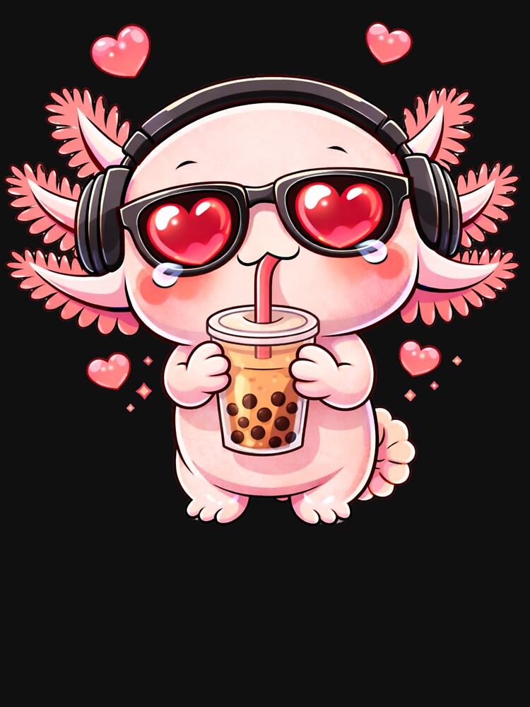 Bubble Tea Love Axolotl – Cute Kawaii Axolotl Drinking Boba Chibi Anime Design by ColorSplash123