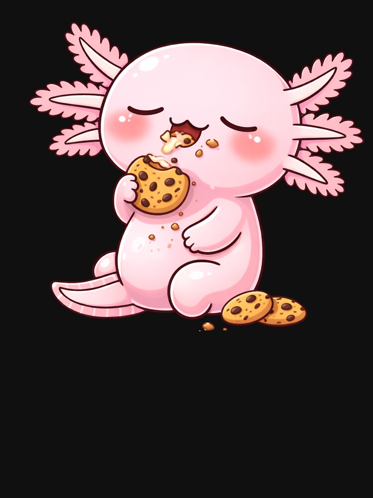 Cookie Lover Axolotl – Cute Kawaii Axolotl Eating Cookies Chibi Anime Art by ColorSplash123