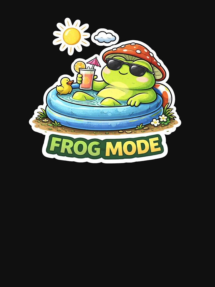 Frog Mode – Funny Chill Frog Summer Meme Sticker by BetcherStudio