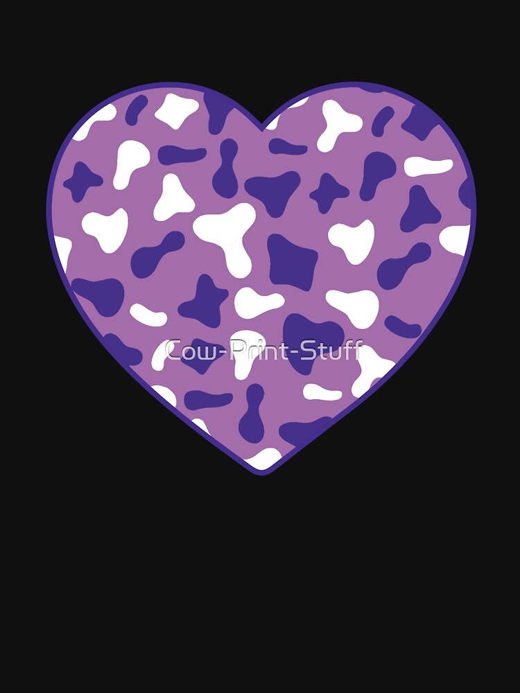 Purple White Cow Pattern on Violet Cowhide | Violet Cow Skin Heart by Cow-Print-Stuff