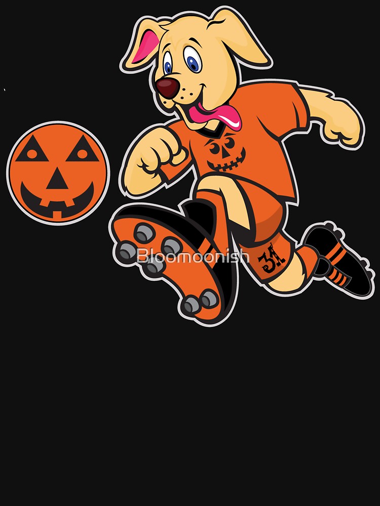 Yellow Lab Golden Retriever Dog Halloween Soccer Ball by Bloomoonish