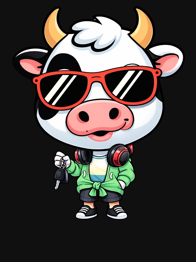 Big Head Road Trip Cow – Cute Chibi Cow Cartoon | Chill Travel Design by ColorSplash123