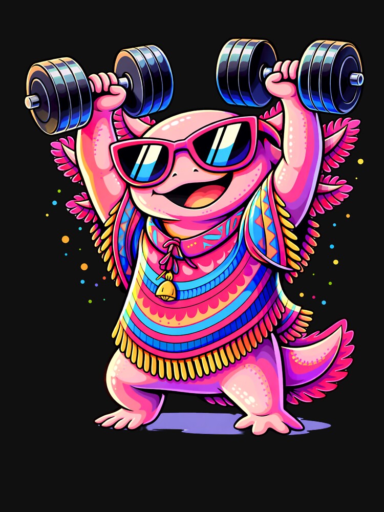 Cool Fitness Axolotl Lifting Dumbbells – Funny Pop Art Gym Animal by ColorSplash123