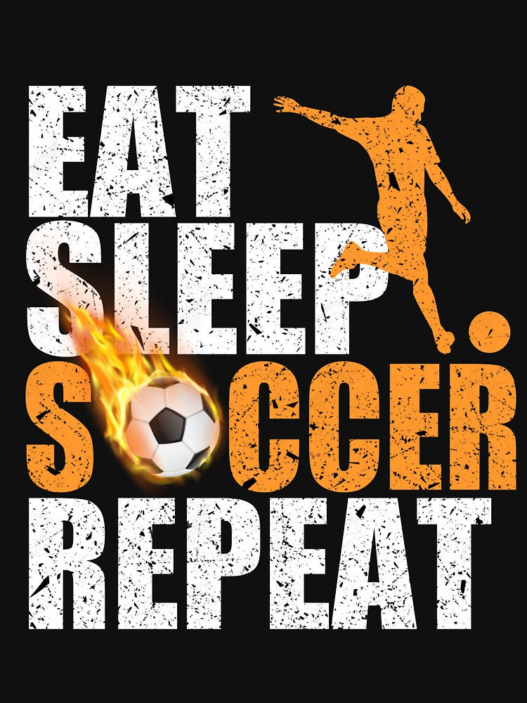 Cool Eat Sleep Soccer Repeat Soccer Flame Gift Player Boys Men Soccer Lover Costume by sheamgjirij