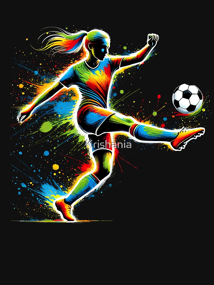 Colorful Soccer Player Football Lover Girl by Kimberley King Art  King Art