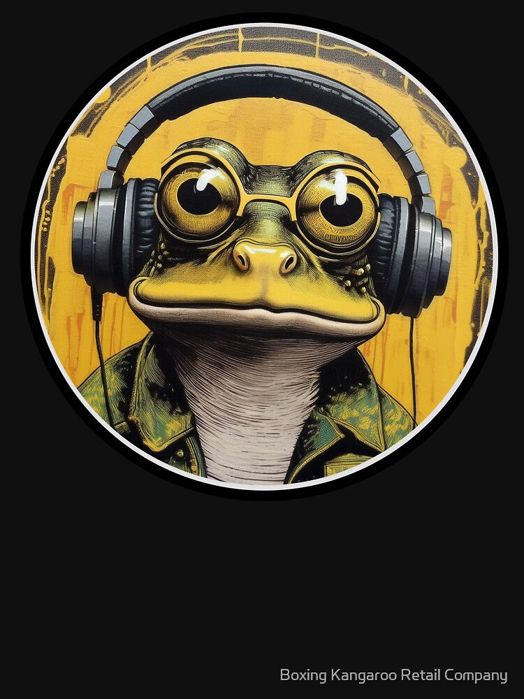 Screen Print Frog in Headphones by Boxing Kangaroo Retail Company