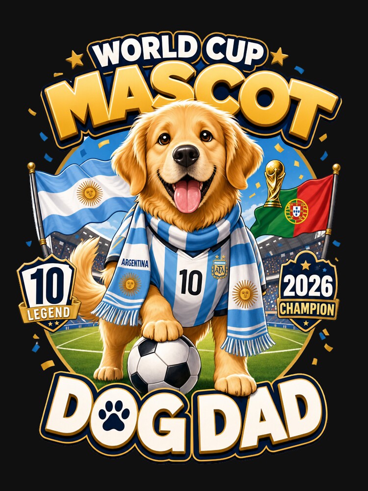 World Cup 2026 Mascot Golden Retriever Dog Dad Kawaii T-Shirt by Ashley critters