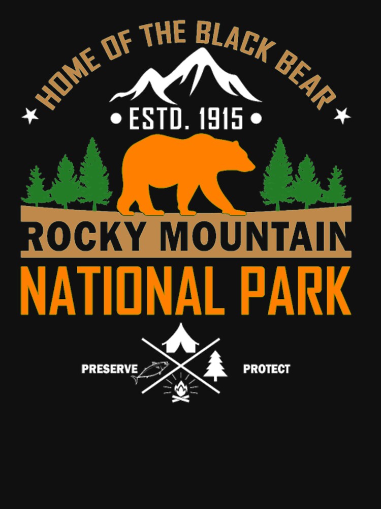 Rocky Mountain National Park Home Bear Tshirt by Clavitaps