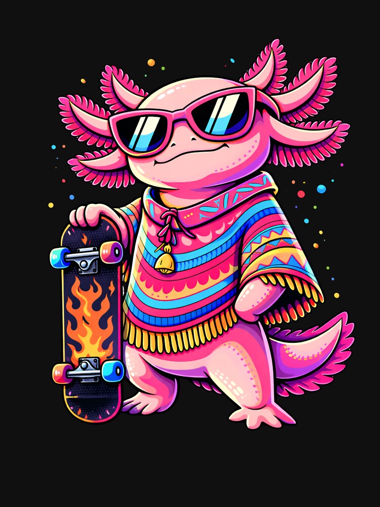Street Style Axolotl with Skateboard – Cool Urban Pop Art Animal by ColorSplash123