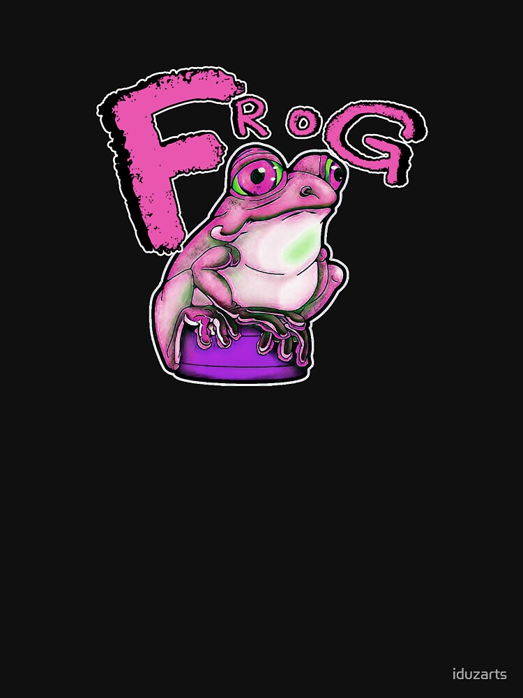 Cute, pink frog on a bottle cap by iduzarts