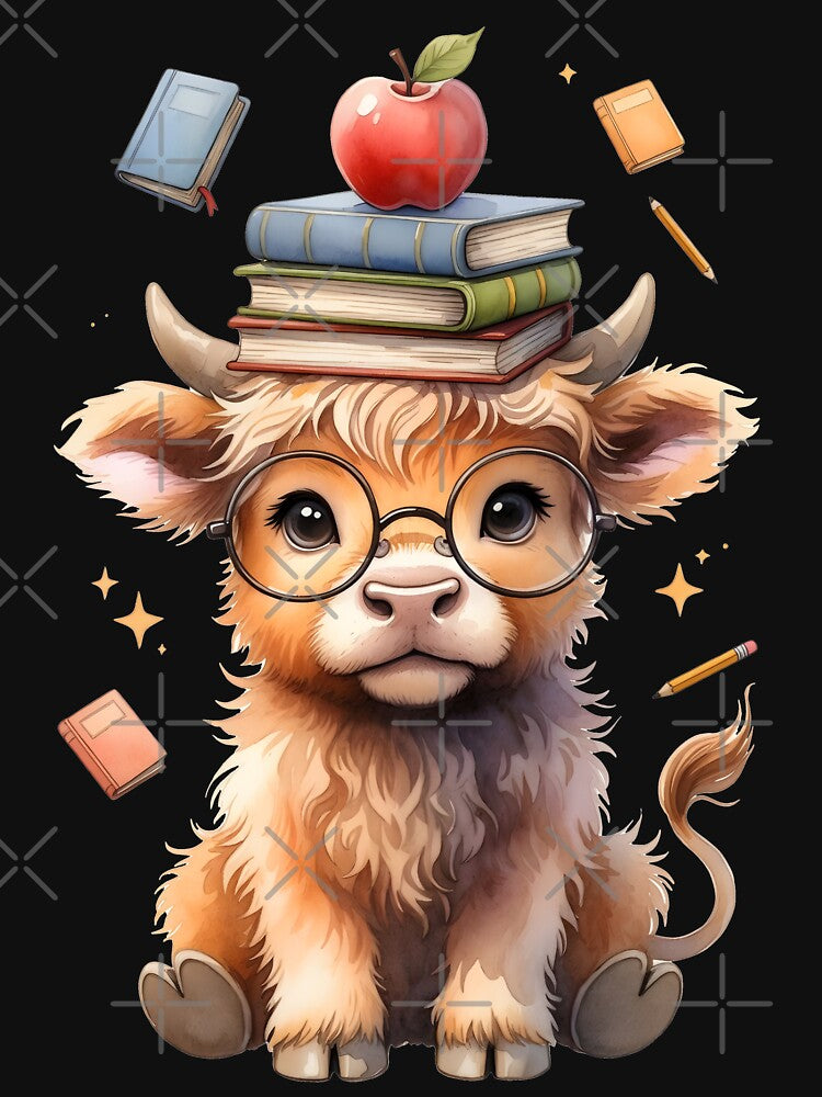 Scholarly Cow with Books by Clauxel