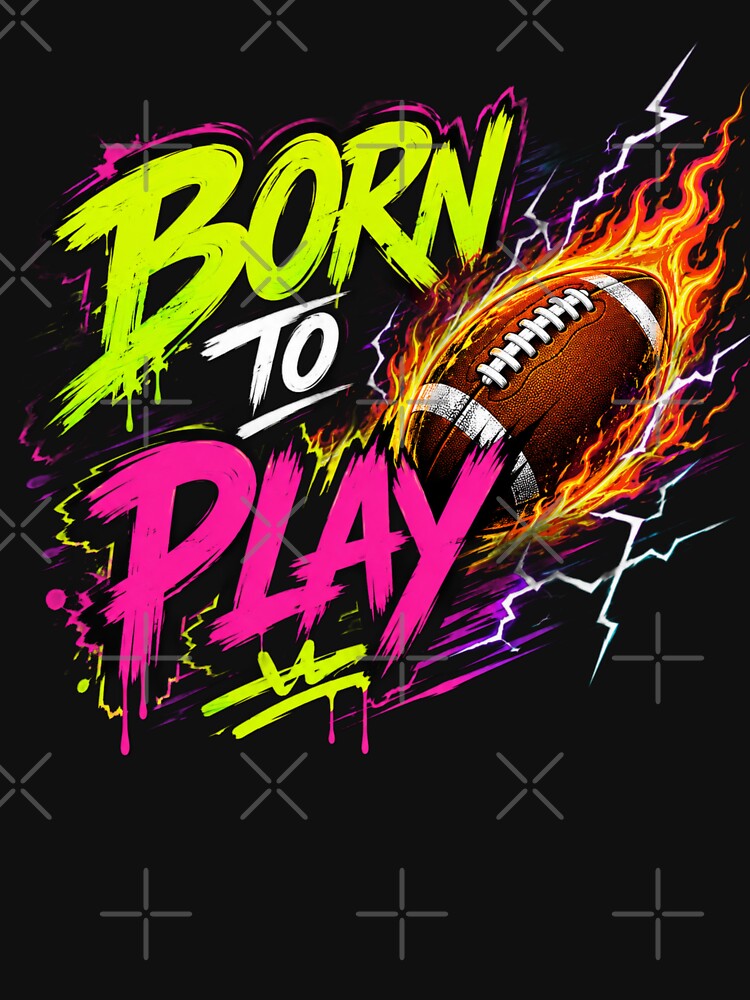 Born To Play Football Graffiti Design | Neon Soccer Ball Flames Streetwear by DoneAndDusted