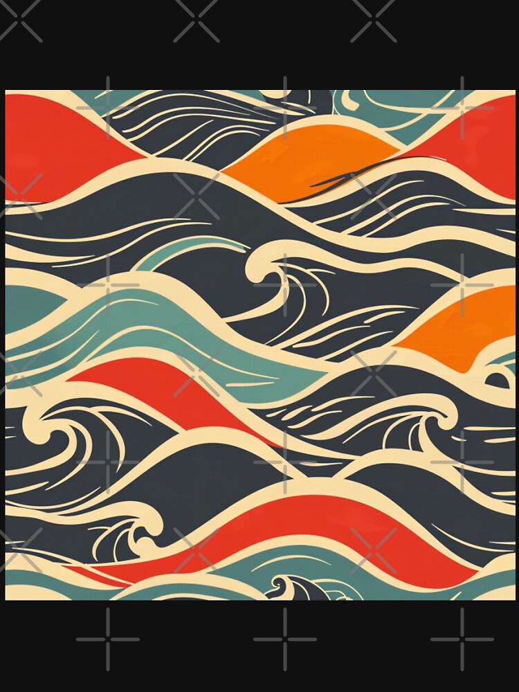 Abstract wave pattern retro colour scheme Active Outdoors Inspired Art by CDC40