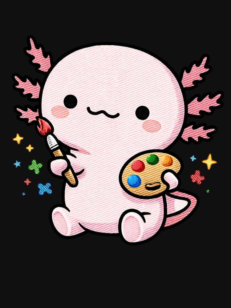 Artist Axolotl – Cute Kawaii Painting Axolotl Embroidery Style by ColorSplash123