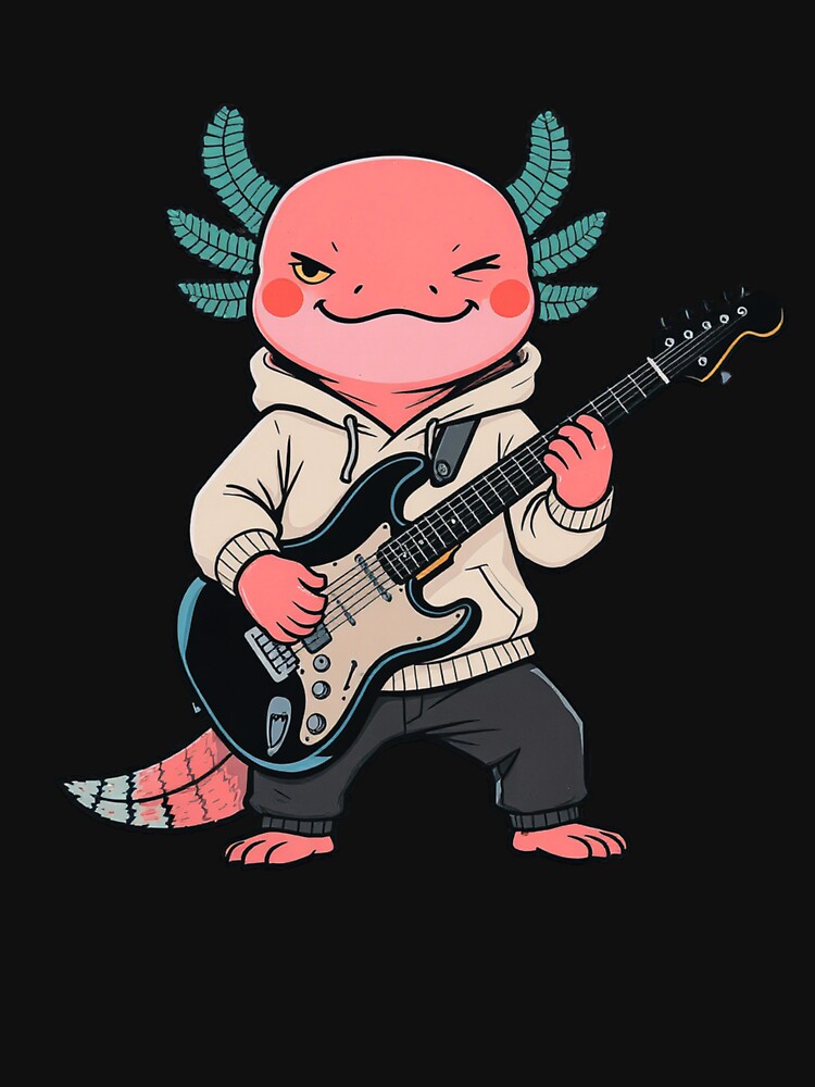 Guitar Player Axolotl – Cool Electric Guitar Music Illustration by ColorSplash123