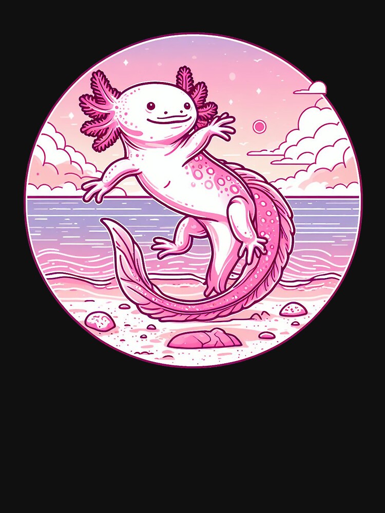 Funny Axolotl on the beach Axolotl Art by Mr Pyuku