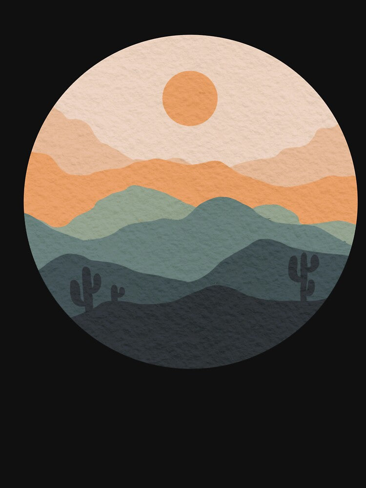 Watercolor Mountain Sunset Hand Paint by Darius Bocos
