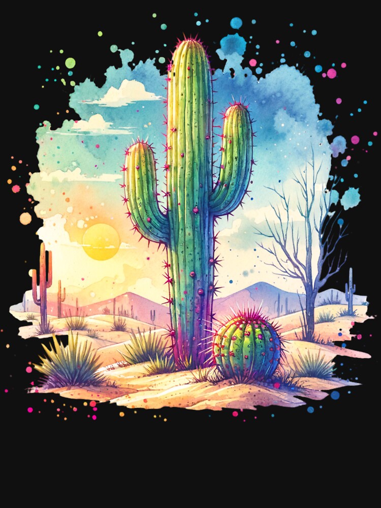 Cactus in Desert Sunset by TessaraDesigns