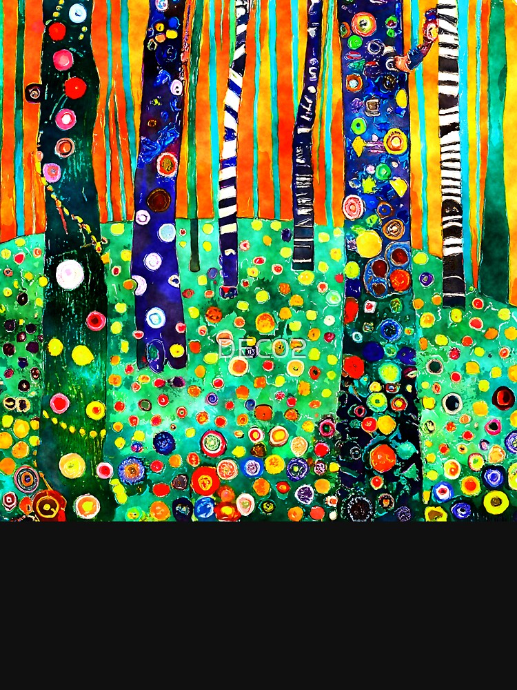 Funky Fantasy Forest Boldly Colorful Abstract Digital Art by DEC02