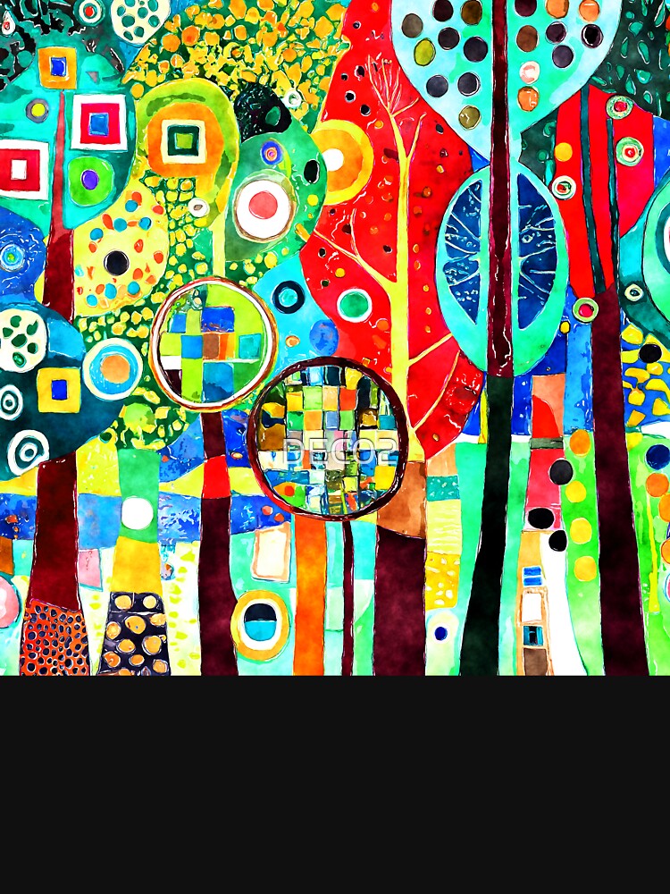 Funky Fantasy Forest Vibrantly Colorful Abstract Digital Art by DEC02