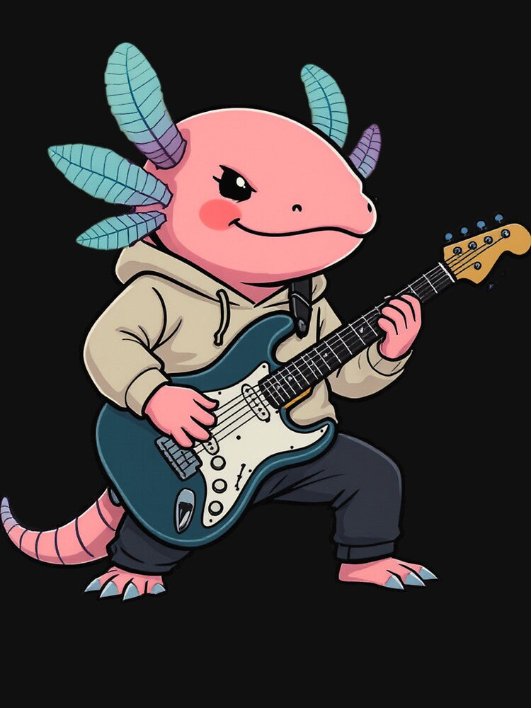 Musician Axolotl Guitar Hero – Cool Electric Guitar Illustration by ColorSplash123