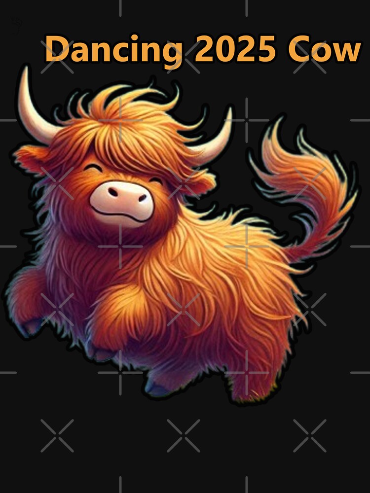 Adorable fluffy highland cow jumping with joy by hardingcarl2