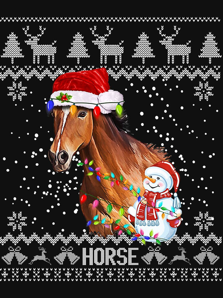 Horse Ugly Christmas Santa Hat Xmas Sweater Funny Horse Animal Lover by EmilyPippin