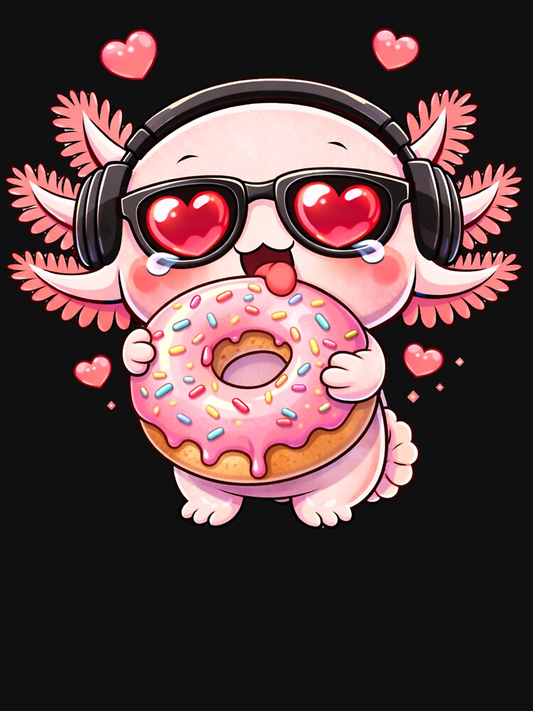 Donut Hug Axolotl – Cute Kawaii Axolotl Hugging Donut Chibi Anime Dessert Design by ColorSplash123