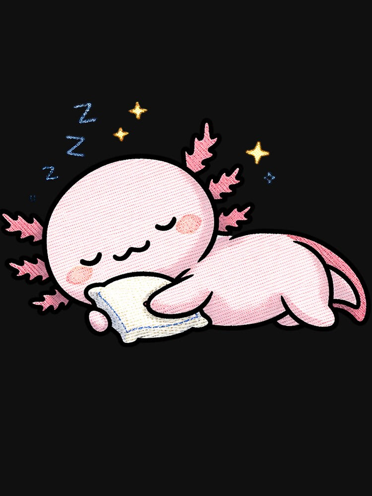 Sleepy Axolotl – Cute Kawaii Sleeping Axolotl Embroidery Style by ColorSplash123