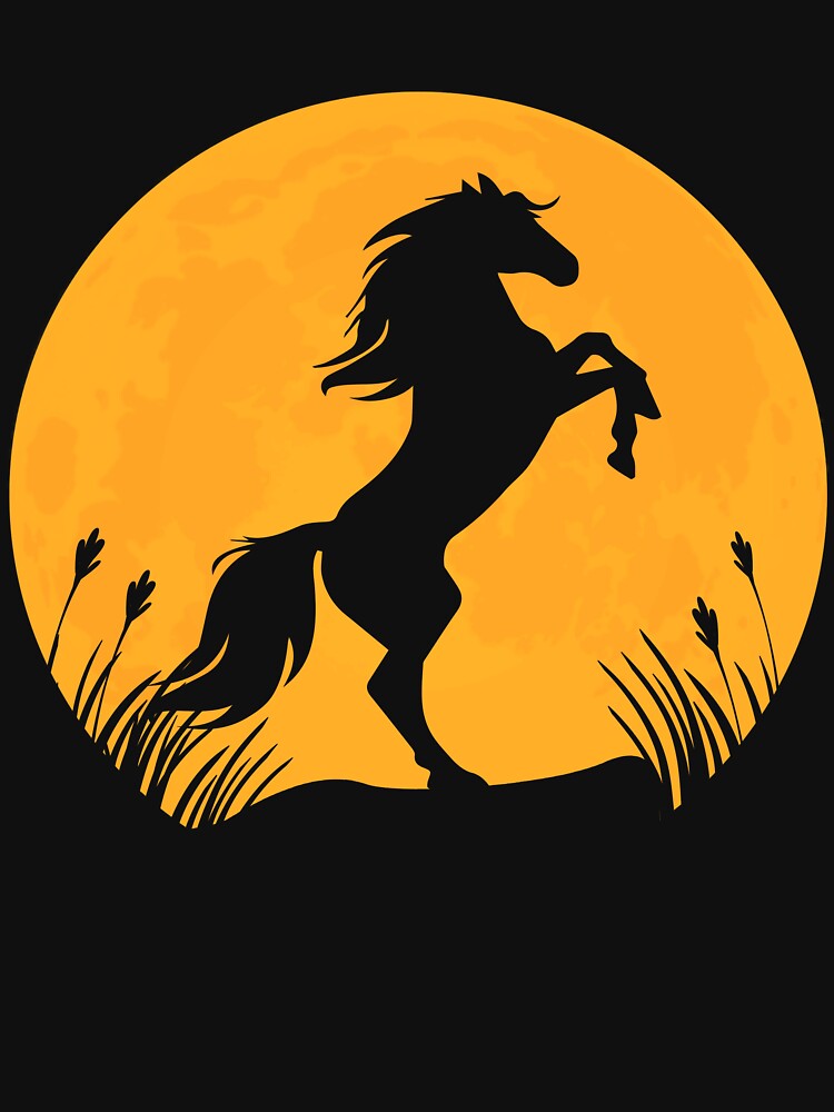 horse animal lover Silhouette in full moon gift by alaechamlal