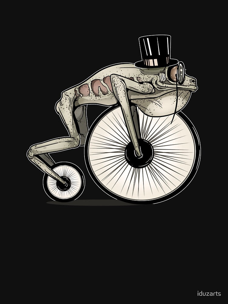 Penny Farthing Bicycle Frog Wheels. Sepia by iduzarts
