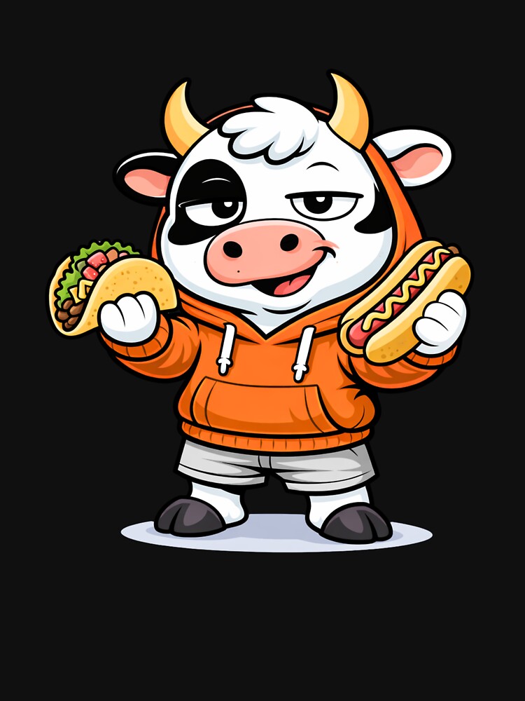 Street Food Boss Cow – Cute Mascot Cartoon | Urban Foodie Design by ColorSplash123