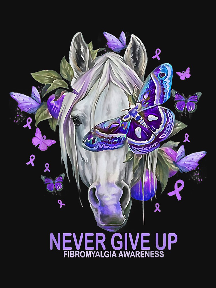 Fibromyalgia Awareness Never Give up Horse Purple Butterfly by doria7fjly