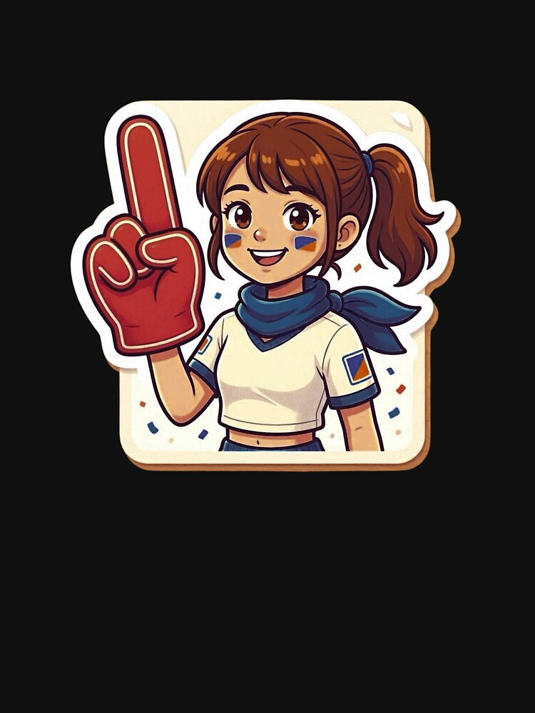Cute Football Fan Girl Sticker | Soccer Supporter Foam Finger Cartoon by Pandey14