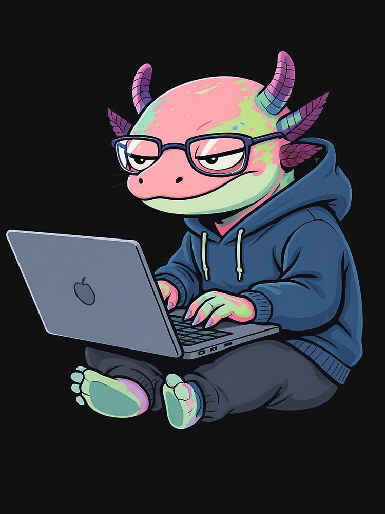 Coding Axolotl – Geek Life Introvert Programmer Illustration by ColorSplash123